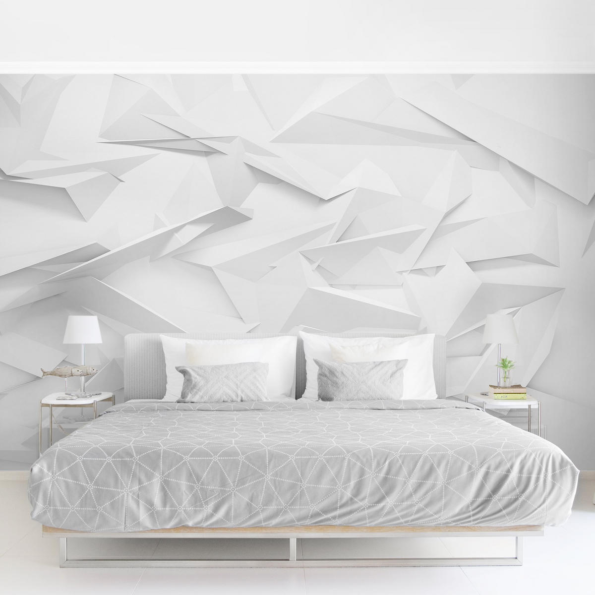 FOTOTAPETE Abstrakte 3D Optik 288/190 cm - Weiß, Papier (288/190cm) - Bilderwelten
