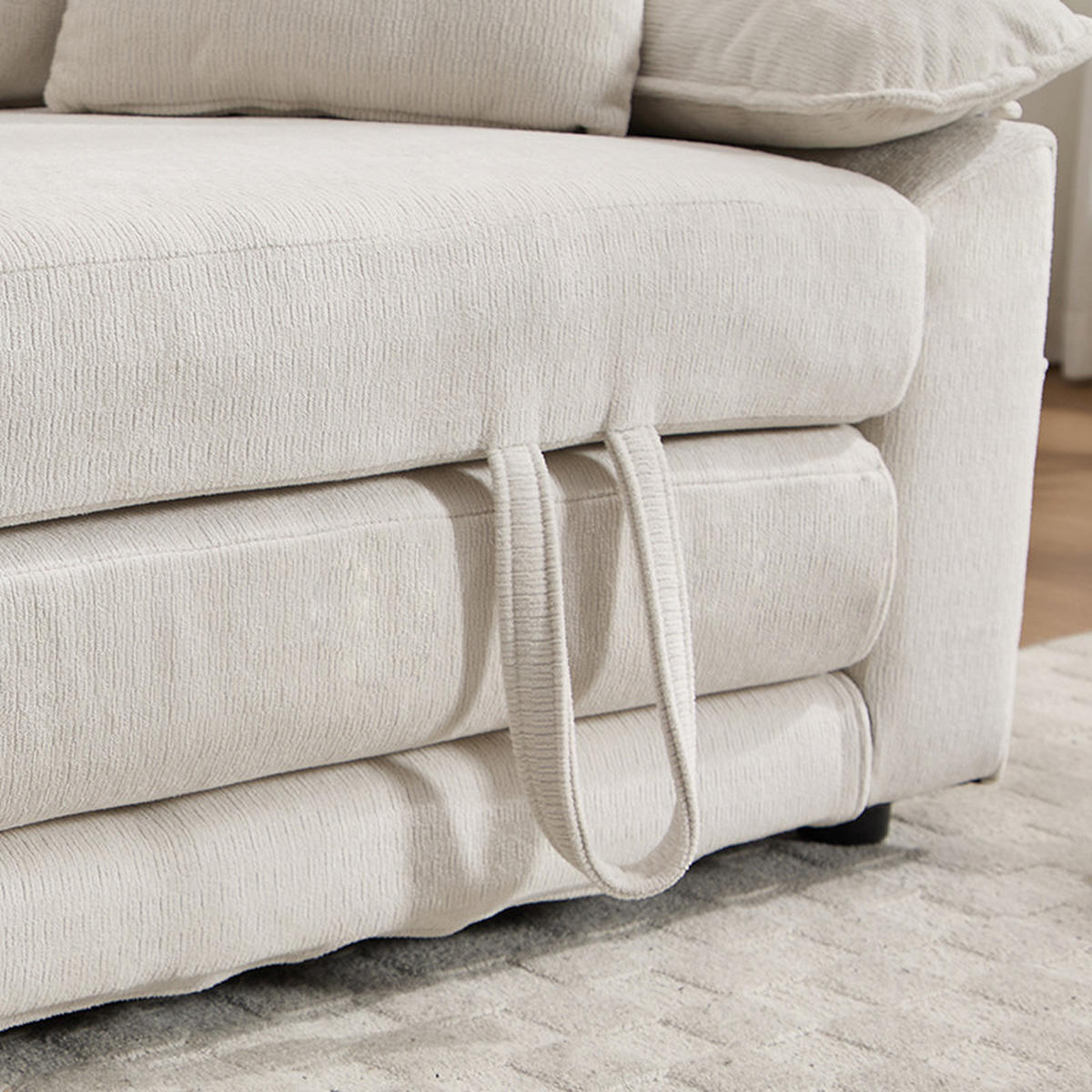 SCHLAFSOFA DE-34980 3-in-1 mit Ausziehbett Weiß - Weiß, Metall (66/80/135cm) - ComfortXL