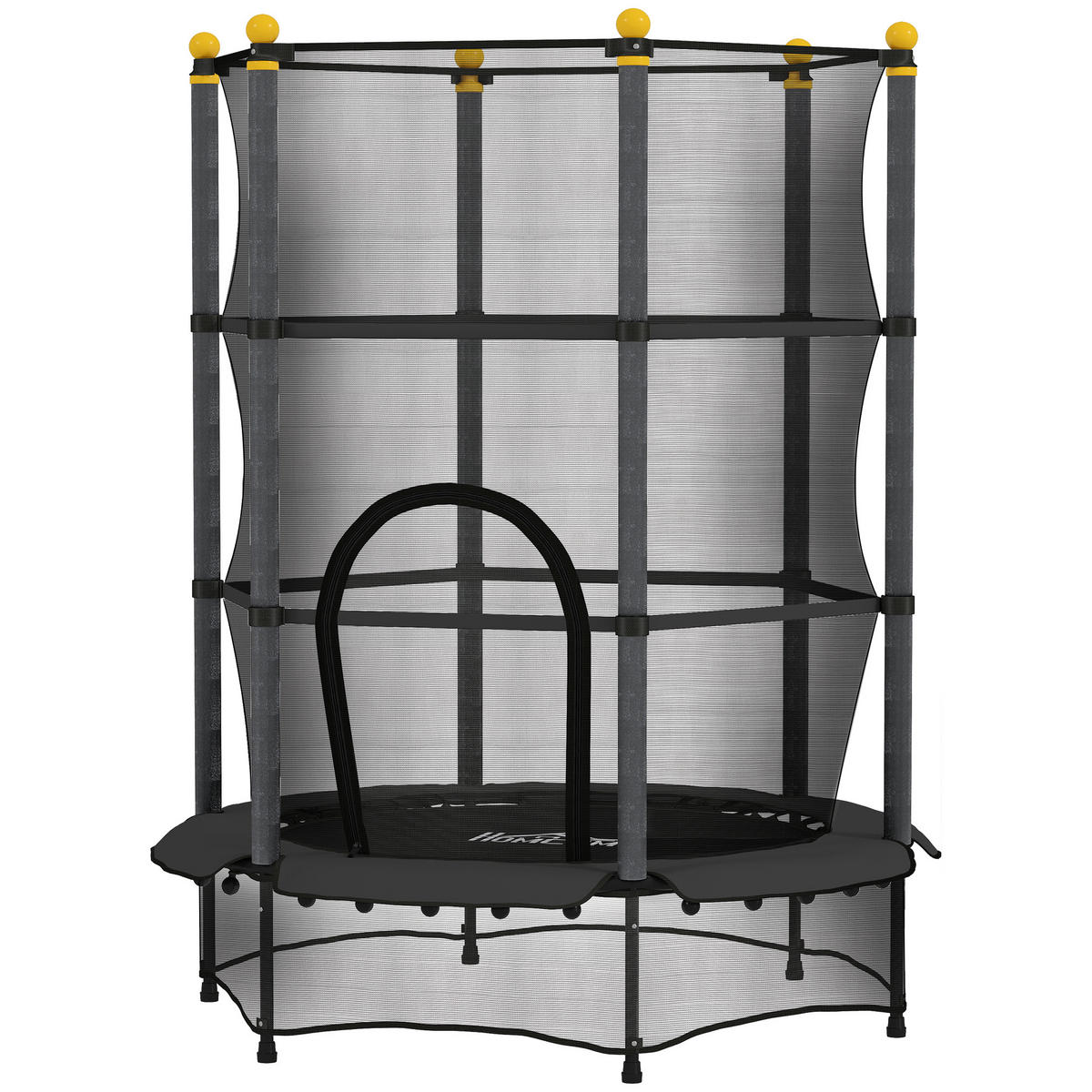 TRAMPOLIN DE-18988 Ø140 cm mit Sicherheitsnetz Schwarz - Schwarz, Metall (140/140cm) - ComfortXL