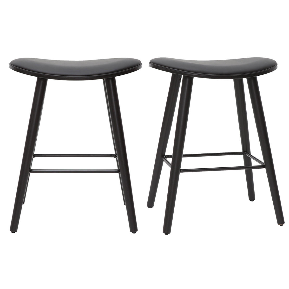 BARHOCKER Schwarz H65 cm 2er-Set MEADOW - Schwarz, Holz (40/68.5/53.5cm) - Miliboo