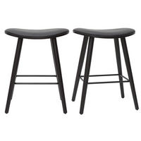 BARHOCKER Schwarz H65 cm 2er-Set MEADOW - Schwarz, Holz (40/68.5/53.5cm) - Miliboo