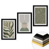 WANDBILDER 3er-Set - 20x30 cm Schwarzer Rahmen - Geometrische Blattformen - Schwarz, Kunststoff (20/30cm) - ArtPrintCave