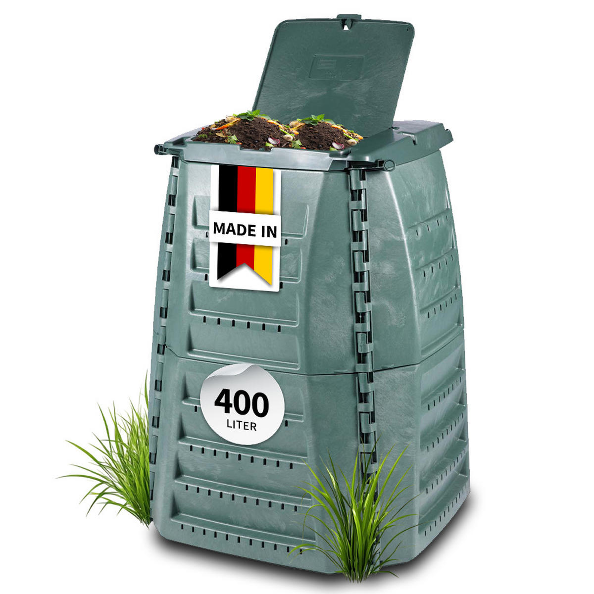 KOMPOSTER 400 L, grün - Grün, Kunststoff (80/102/80cm) - GARANTIA