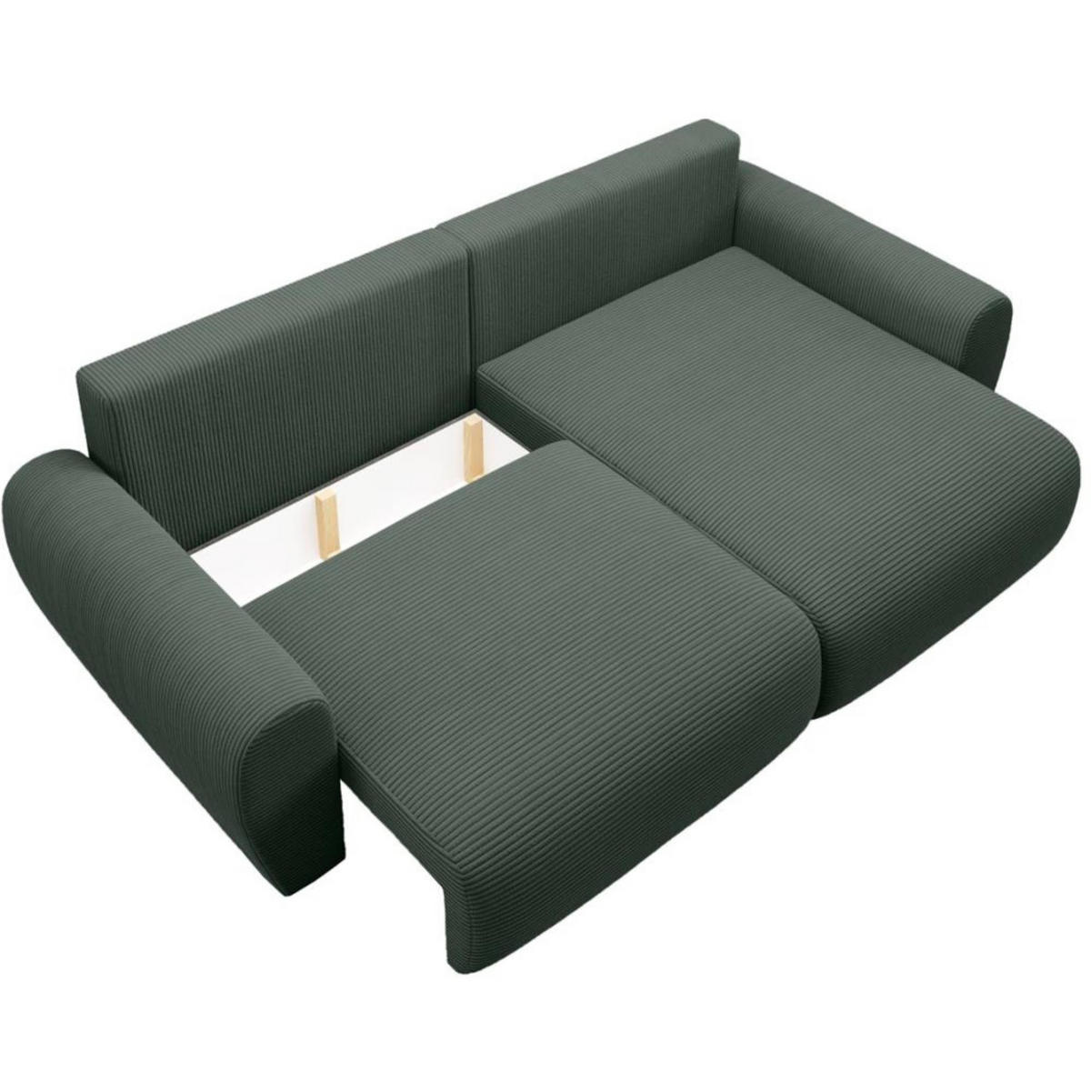 ECKSCHLAFSOFA Poss L grün rechts - Grün, Textil (253/153cm) - Beautysofa