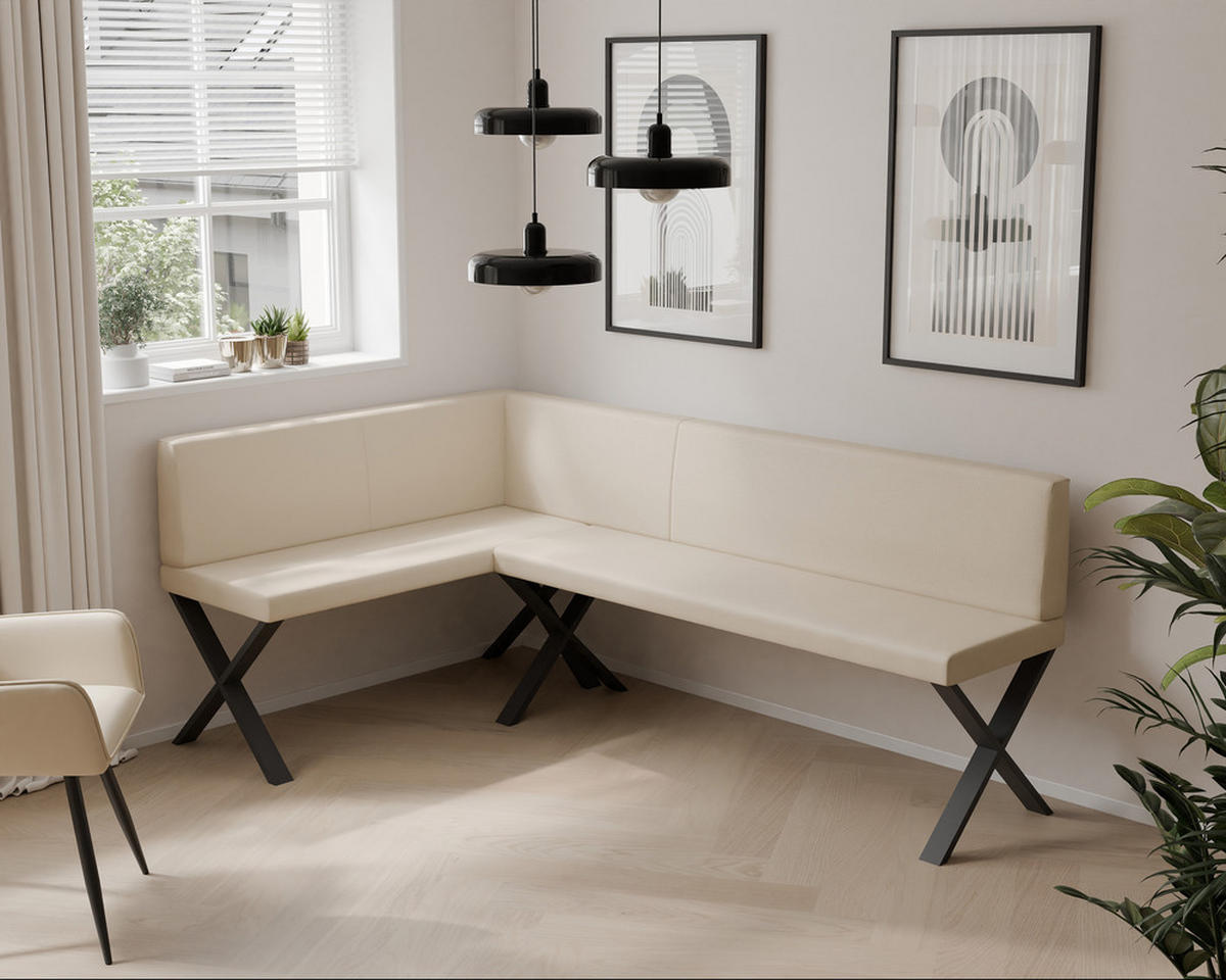 ECKBANK links VERO X Kunstleder glatt, 142/196 cm Beige - Beige, Kunststoff/Textil (142/196cm) - Idohome