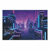 FOTOTAPETE Neon Stadtlichter 432/290 cm - Violett, Papier (432/290cm) - Bilderwelten