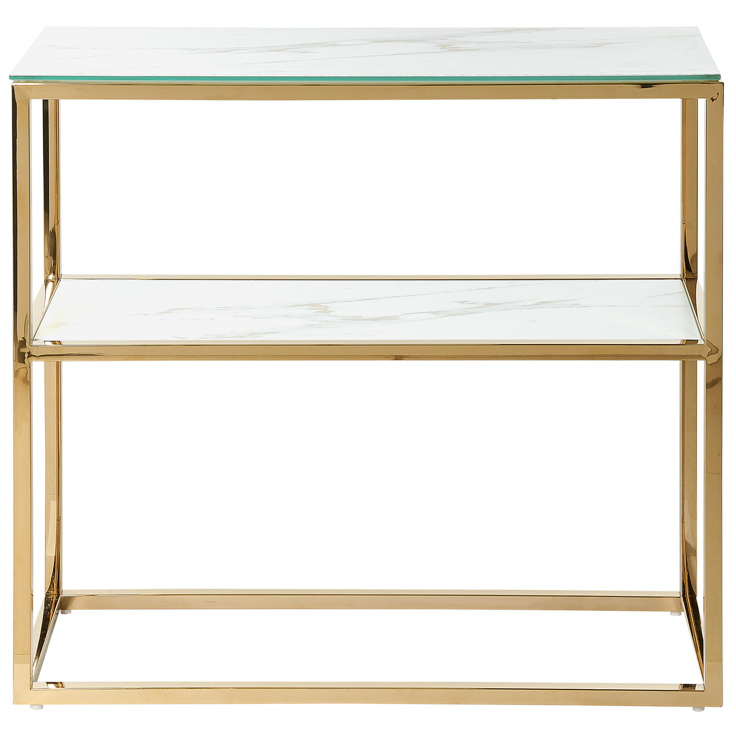 KONSOLENTISCH Marmor Optik weiß/gold Azusa - Goldfarben/Weiß, Glas (30/80/78cm) - Beliani