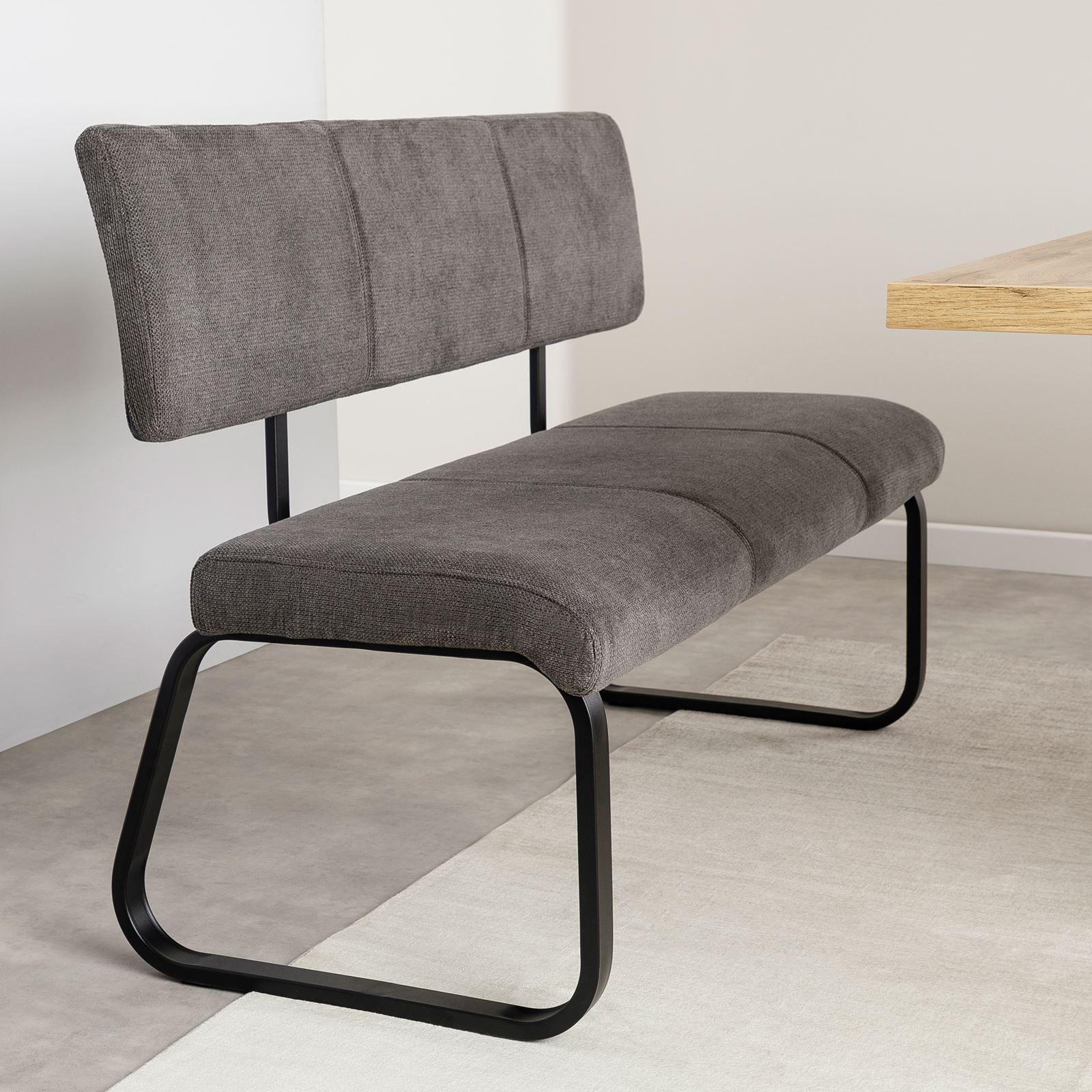 ESSZIMMERBANK VILAS - Schwarz, Textil/Metall (136/89/59cm) - IDIMEX