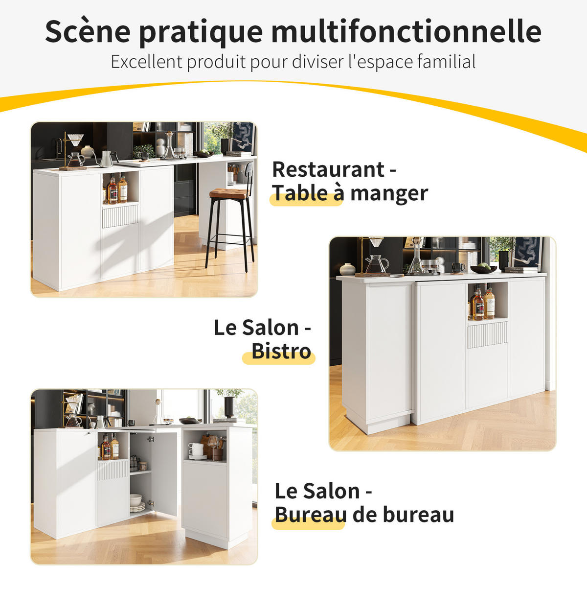 BARTISCH 360° drehbar L-förmig 210 x 30 x 100,9 cm Weiß - Weiß, Holz (30/100.9/210cm) - Beauniv