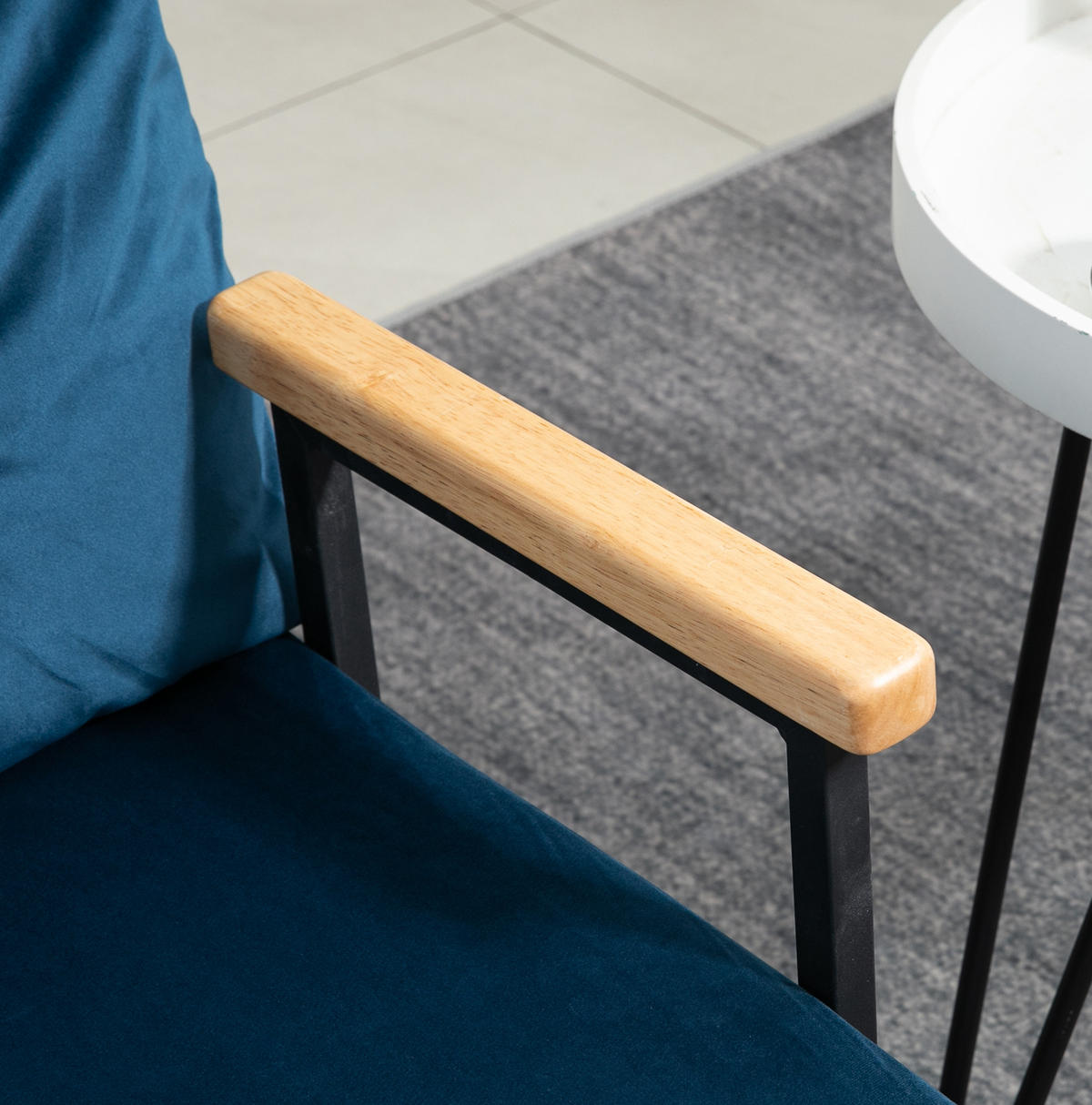 SCHLAFSESSEL mit Bettfunktion 102 x 73 x 81 cm Samt Blue - Blau, Holzwerkstoff (102/81/73cm) - Meubliv