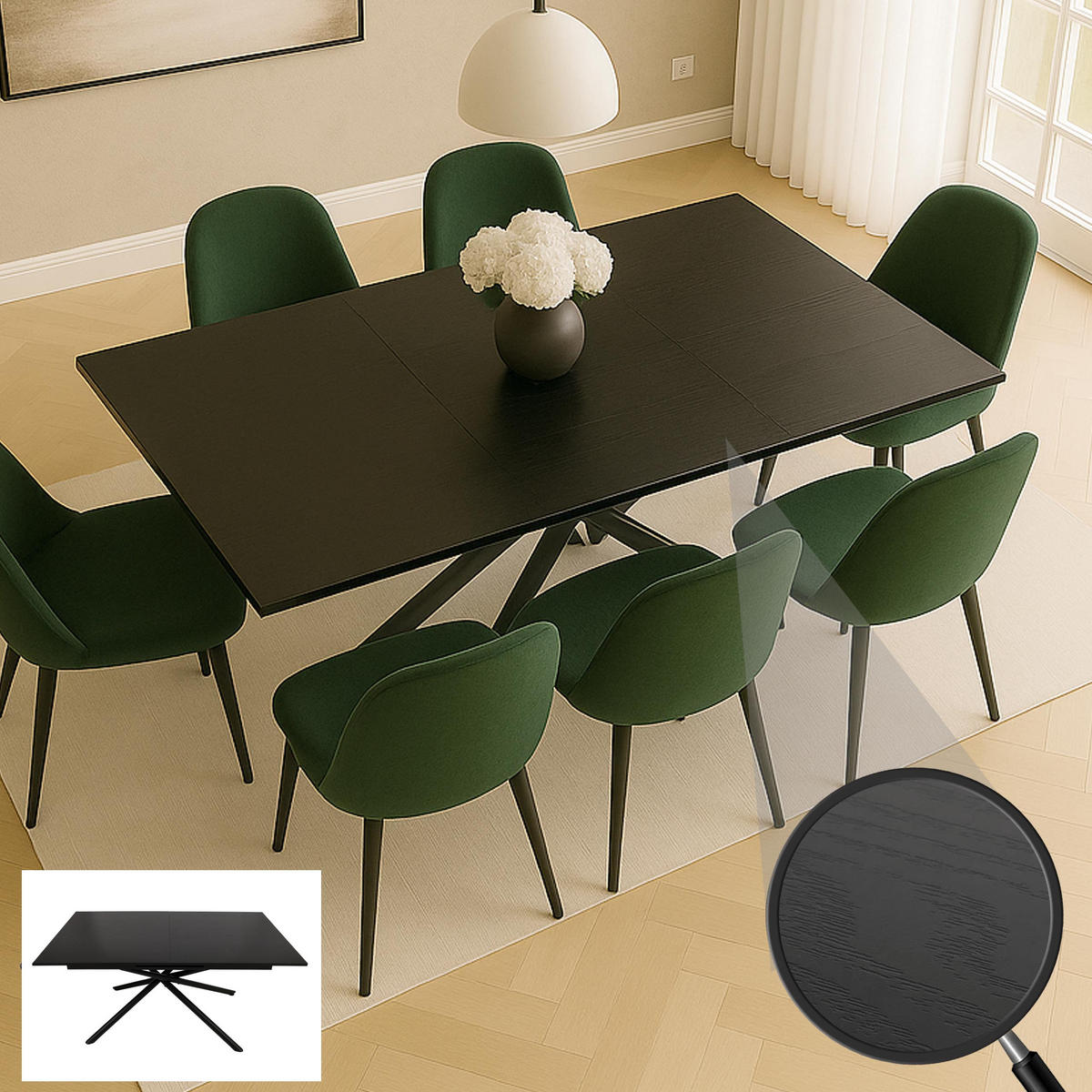 ESSZIMMERTISCH rechteck Schwarz - Schwarz, Metall (90/200/77cm) - MCW