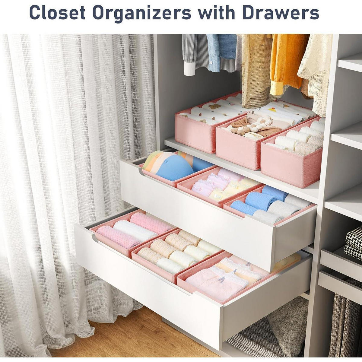 SCHUBLADEN Organizer faltbar für Kleiderschrank, 12-teilig Rosa - Rosa, Textil (15/9/30cm)