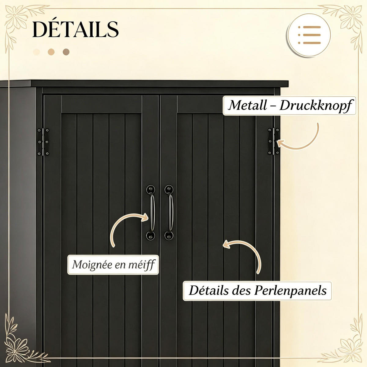HIGHBOARD DE-38811 60/30/123 cm, 2 Türen und 3 Regale Schwarz - Schwarz, Holzwerkstoff (60/123/30cm) - ComfortXL