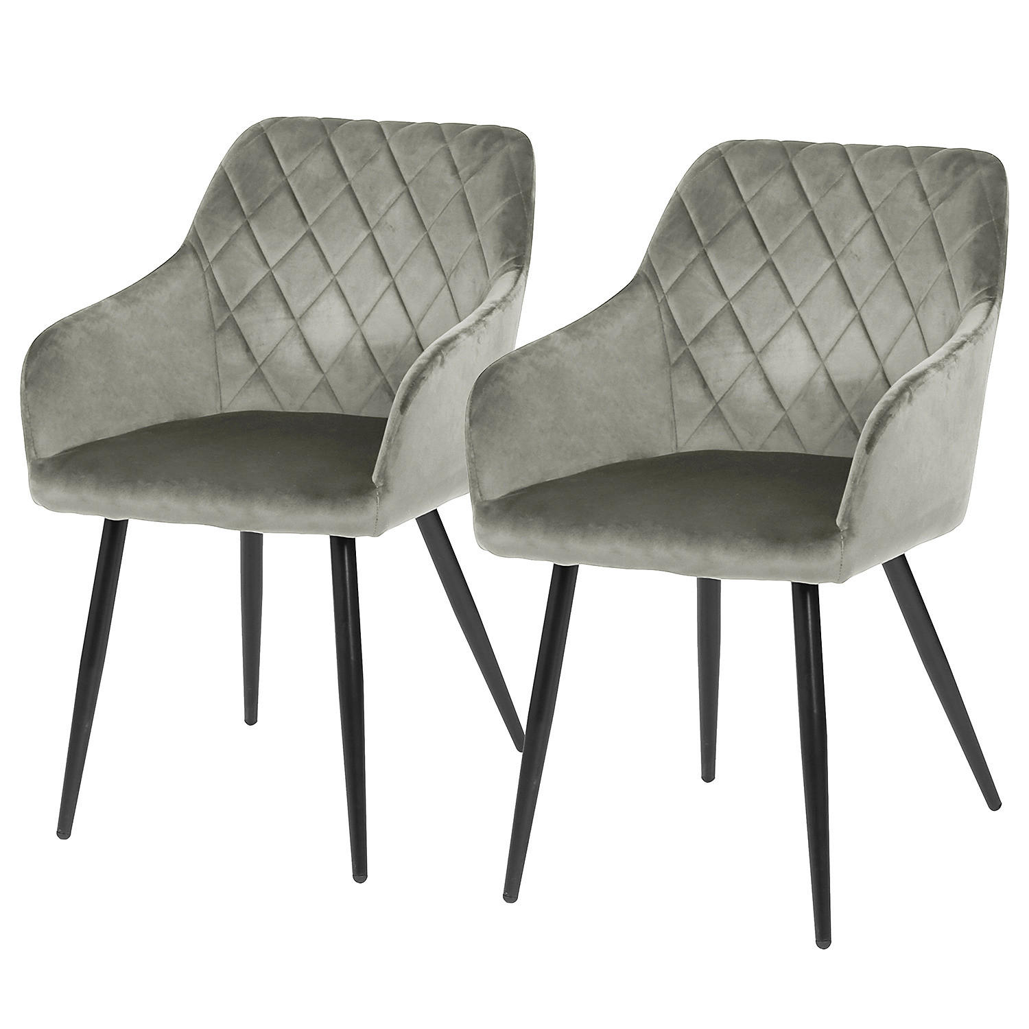 ARMLEHNENSTUHL - 2er-Set - Schwarz/Grau, Textil/Metall (54/83/60cm) - home24