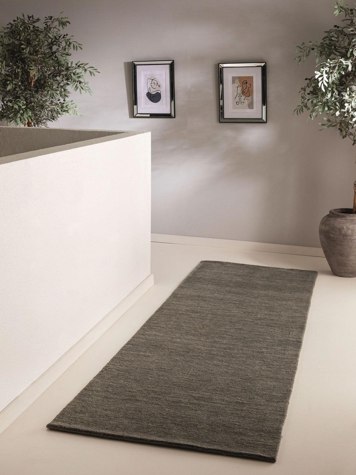 WOLLTEPPICH-LÄUFER Jamal Grau 80x250 cm - Grau, Textil (80/1cm) - KUNSTLOFT