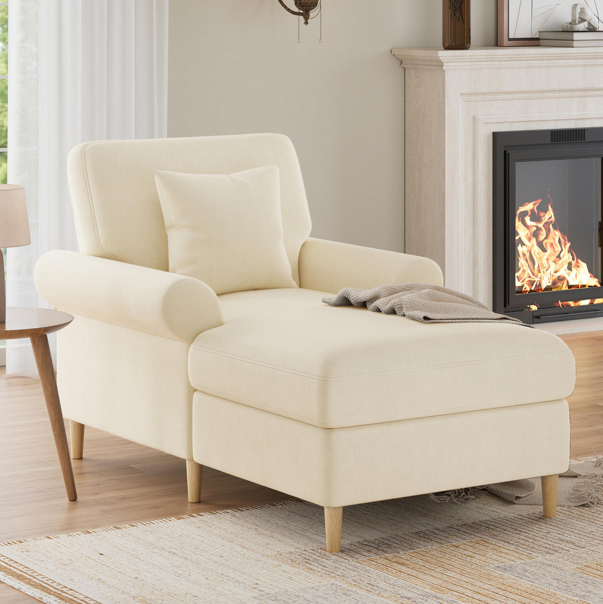 SCHLAFSESSEL 133/87/90 cm mit Liegefläche 87/133 cm, manuell verstellbar - Beige, Textil (87/90/133cm) - BEAOK