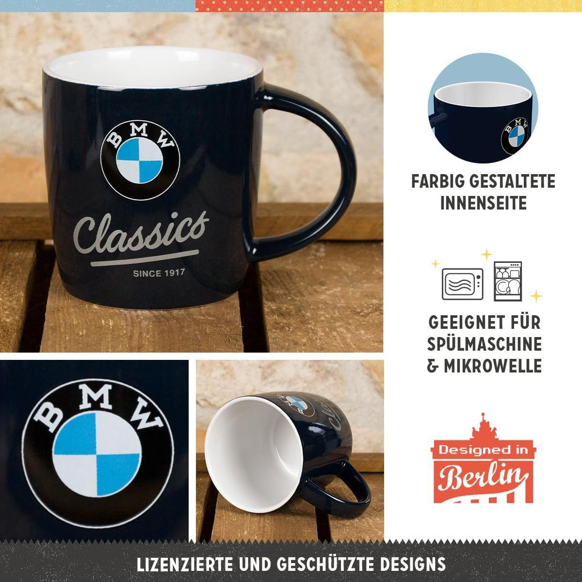 KAFFEETASSE 330 ml BMW Classics - Multicolor, Keramik (0.33L) - Nostalgic-Art