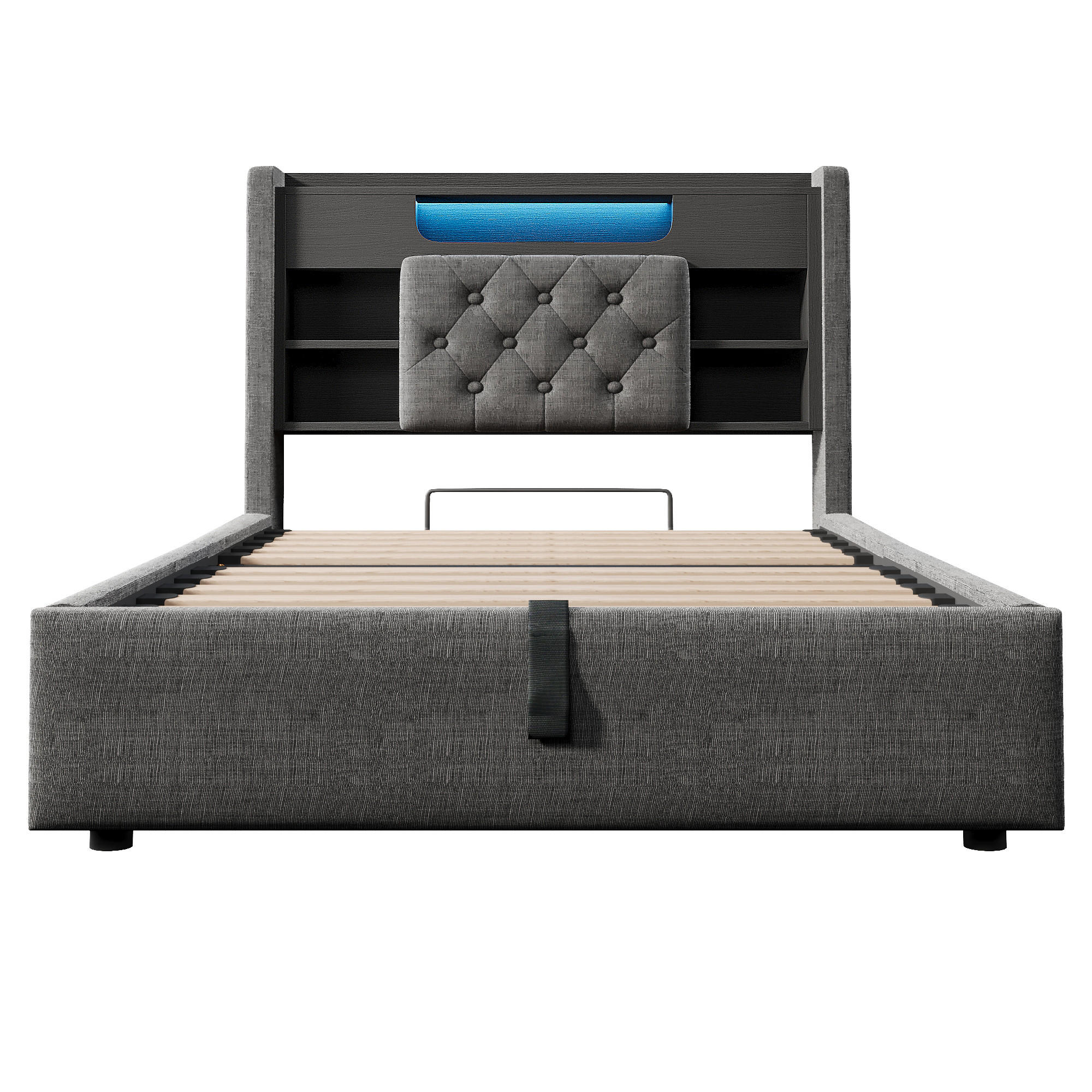 STAURAUMBETT 90/200 cm DE-32475 mit LED und USB-Ladefunktion Grau - Grau, Metall (90/200cm) - ComfortXL