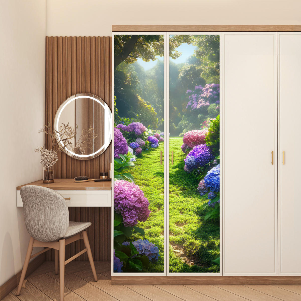 NALEPKA ZA VRATA Vrt 85x205 cm - svetlo zelena, umetna masa (85/0.1cm) - MuchoWow