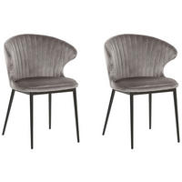 ESSZIMMERSTUHL 2er-Set Samtstoff Grau Augusta - Grau, Textil/Metall (59/81/50cm) - Beliani