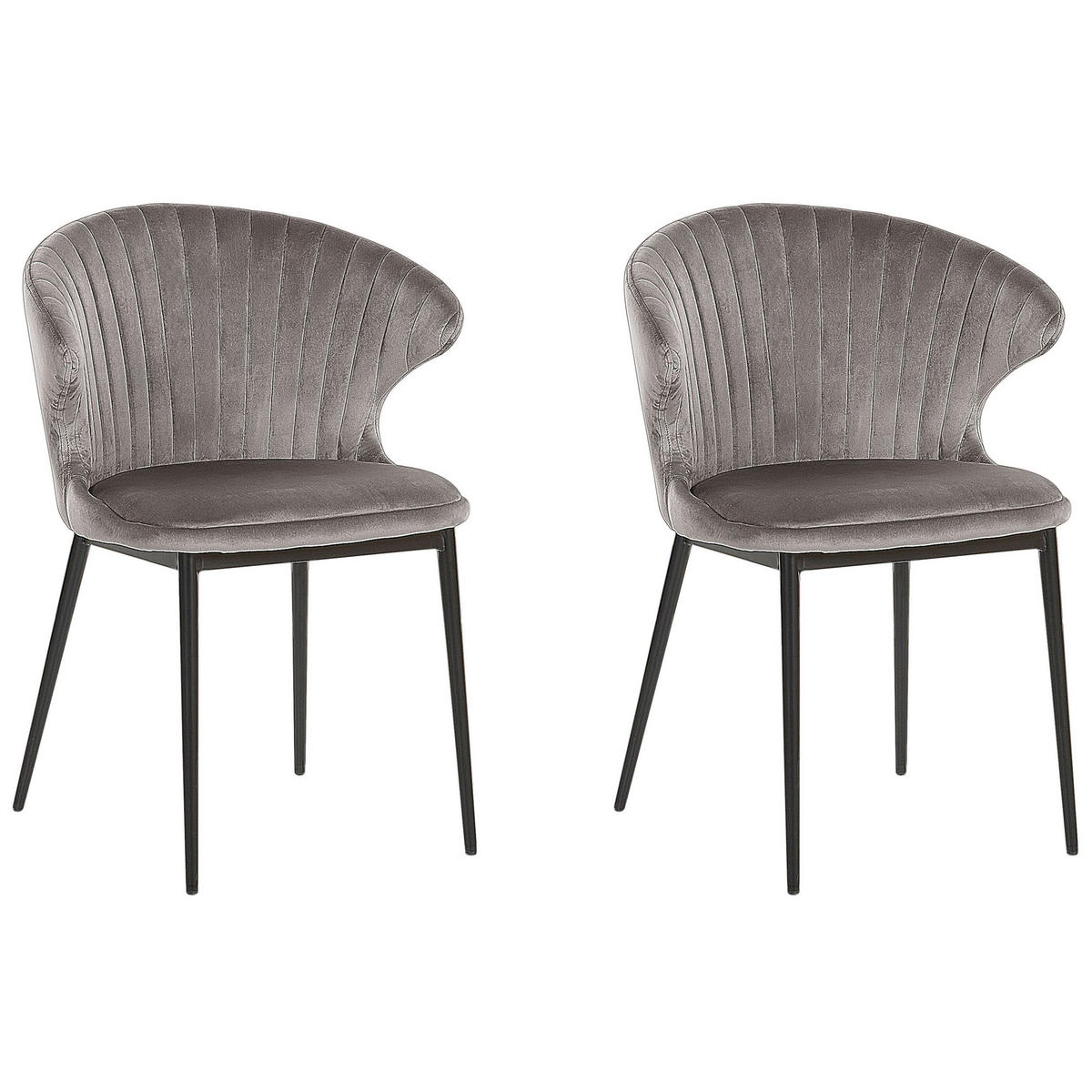 ESSZIMMERSTUHL 2er-Set Samtstoff Grau Augusta - Grau, Textil/Metall (59/81/50cm) - Beliani