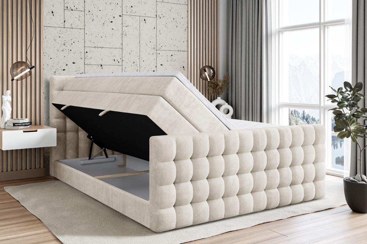 BOXSPRINGBETT VIONE-Z KING - 180 x 200 - H3/H4 - Ecru - Ecru, Holzwerkstoff (180/200cm) - ALTDECOR