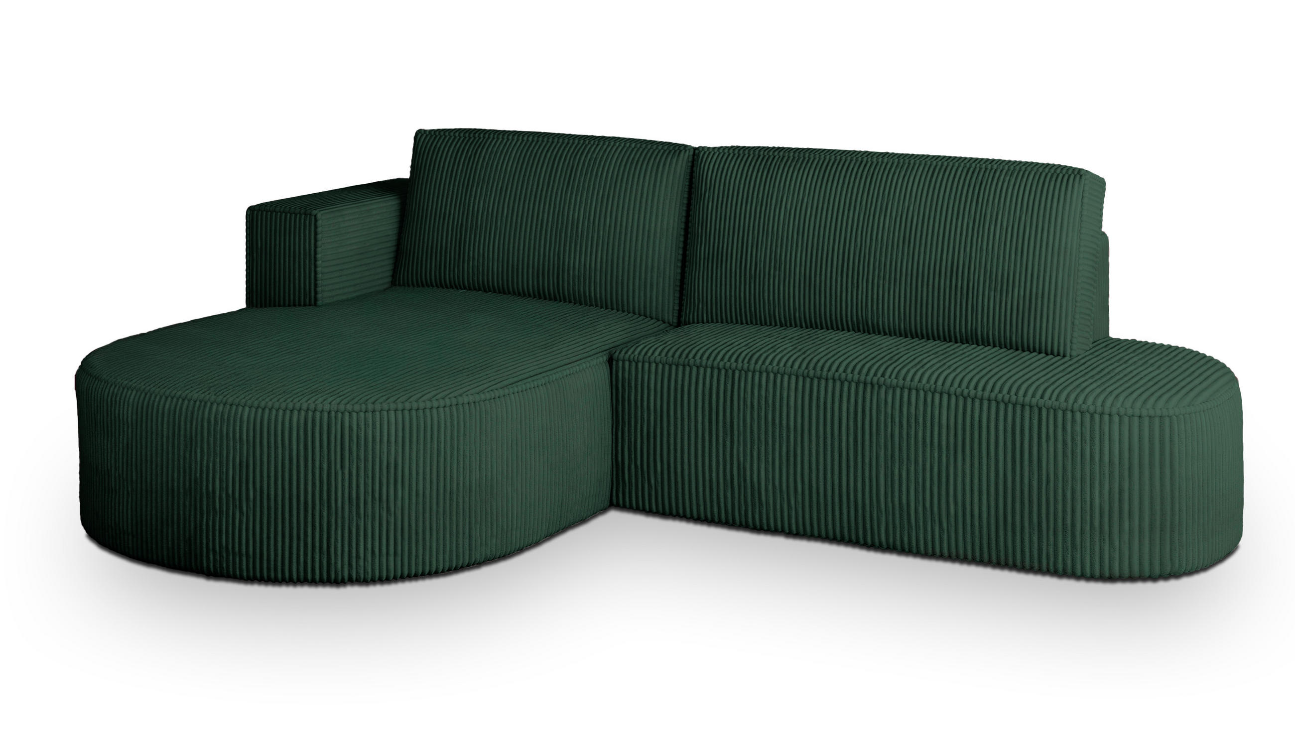 ECKSOFA CORTIO P L-S Grün Kordstoff mit Schlaffunktion - Grün, Holz (265/174cm) - MASSENO