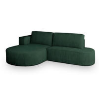 ECKSOFA CORTIO P L-S Grün Kordstoff mit Schlaffunktion - Grün, Holz (265/174cm) - MASSENO