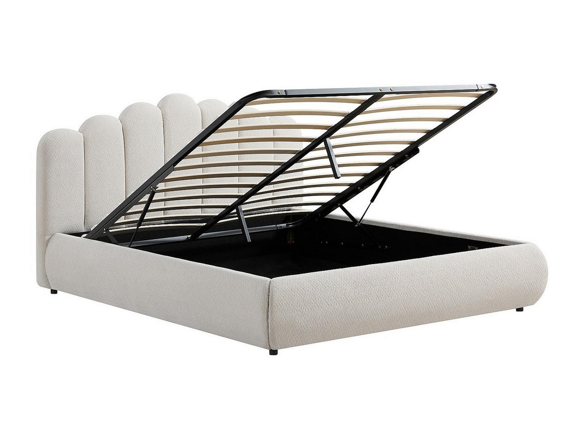 BETT mit Bettkasten - 2 Personen - Stoff - Beige - Beige, Textil (180/200cm) - Vente-Unique
