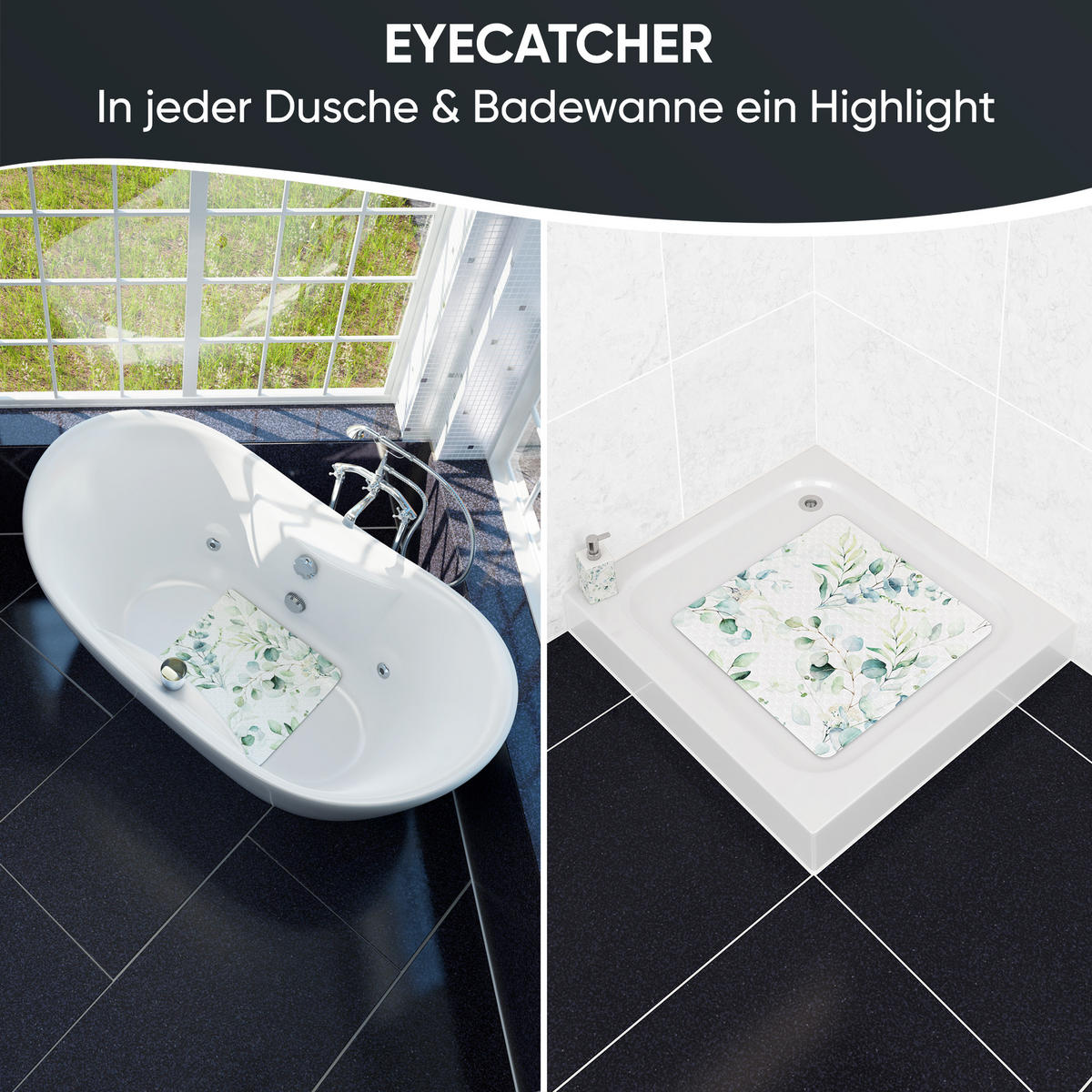 BADEMATTE Eukalyptus - Weiß, Kunststoff (53/53cm) - Sanilo