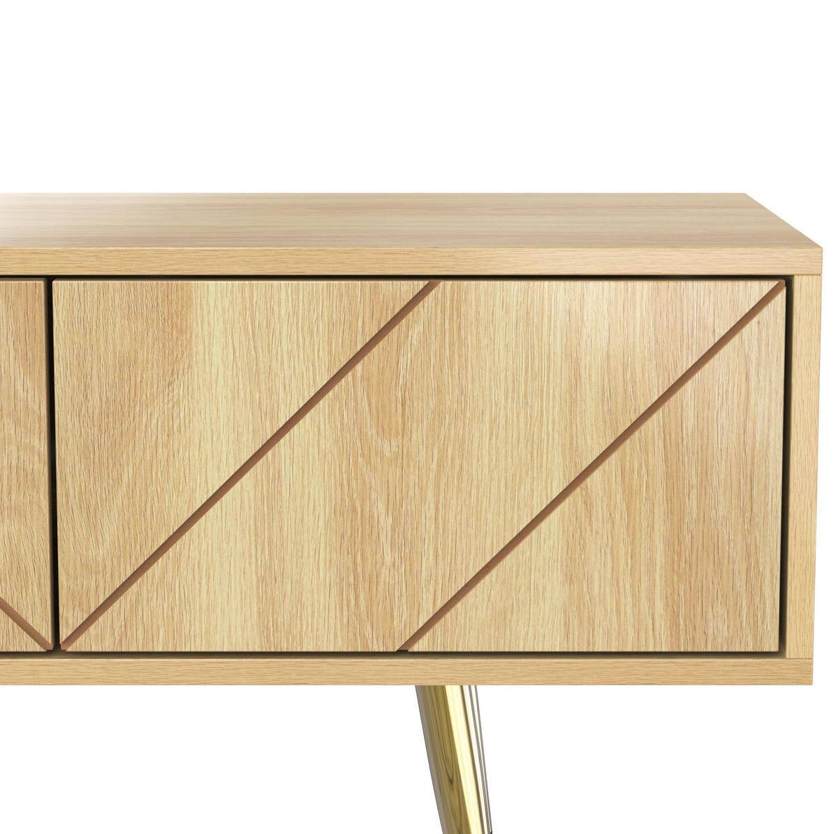 LOWBOARD 160/36/42 cm in Holzfarbe aus MDF und Spanplatte mit Rillendesign und goldfarbenen Metallfüßen - Braun, Holzwerkstoff (36/42/160cm) - OKMYHOME