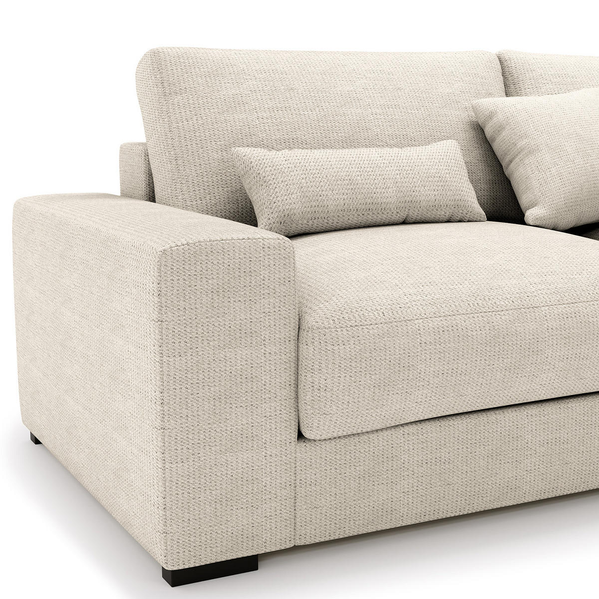 ECKSOFA mit Longchair - Schwarz/Grau, Kunststoff/Textil (340/205cm) - home24