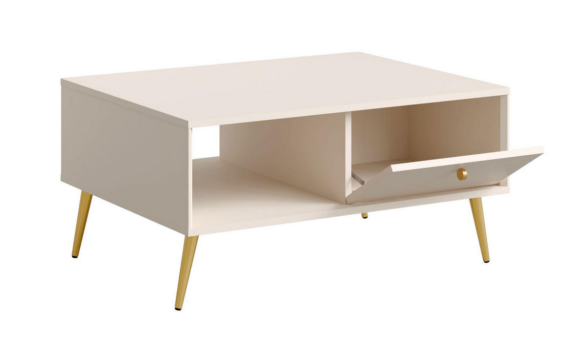 COUCHTISCH Rose sandbeige 87 / 66 / 43cm - Beige/Goldfarben, Holz/Holzwerkstoff (66/87/43cm) - Feldmann-Wohnen