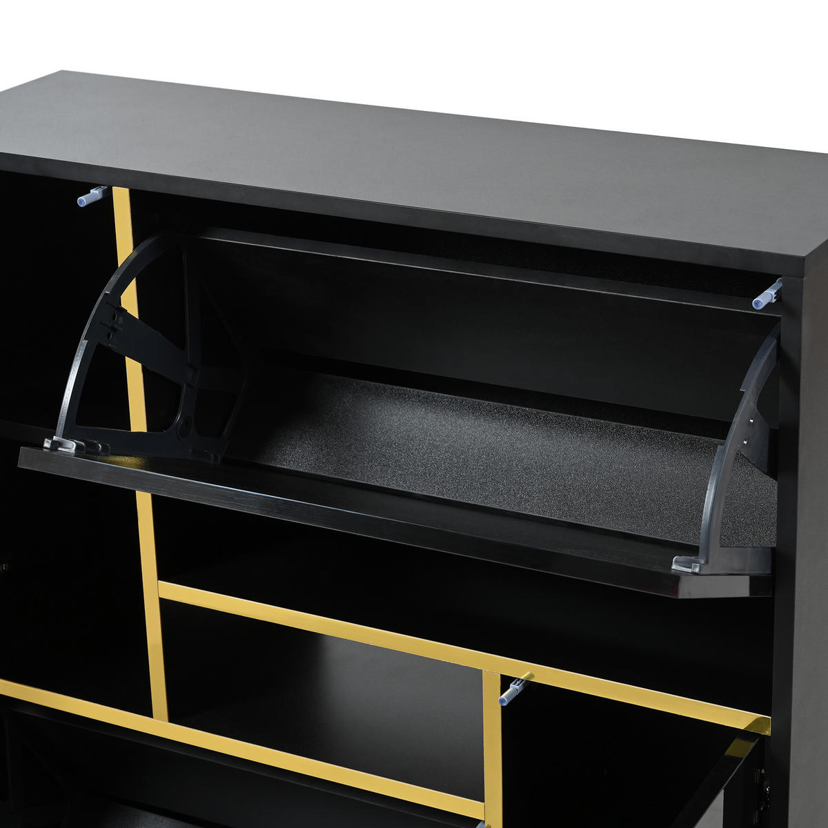 SCHUHSCHRANK aus Spanplatte 80x25x96cm in Schwarz mit 16-farbiger LED - Schwarz, Holzwerkstoff (80/96/25cm) - Modfu