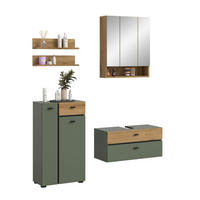BADEZIMMER Azur 4-tlg. (B/H/T: ca. 141/191/35 cm) in Sage Green/Sage Green - Grün, Holzwerkstoff (141/191/35cm)