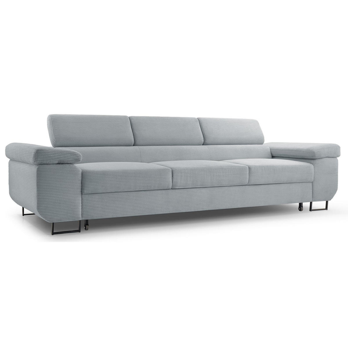 3-SITZER SOFA Capurso Hellgrau Cord - Hellgrau/Schwarz, Textil/Metall (274/90/98cm) - Selsey