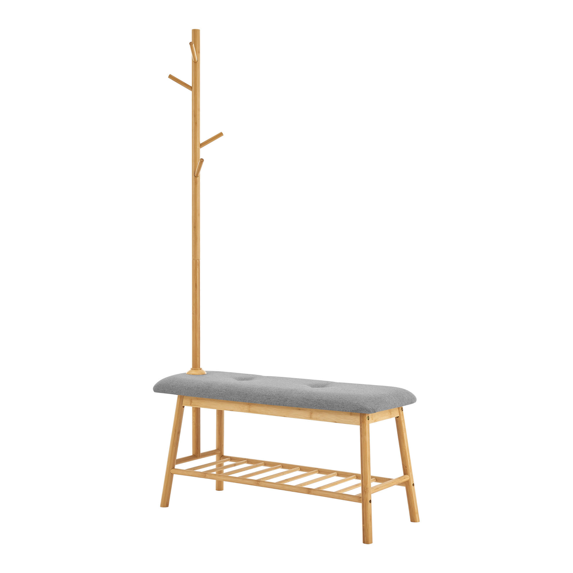 GARDEROBENBANK Bygland - Grau, Holz/Textil (90/165/34cm) - [en.casa]