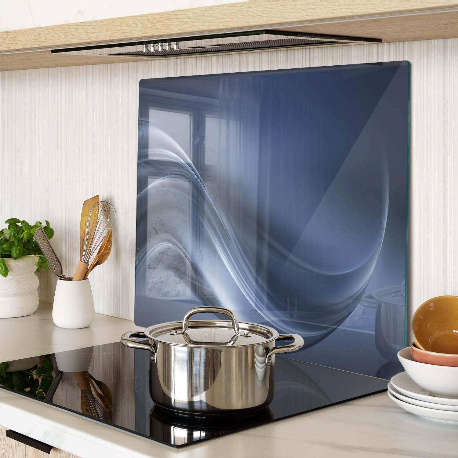 GLASPLATTE 60x52 cm Graue Welle - Grau, Glas (60/0.4/52cm) - TULUP