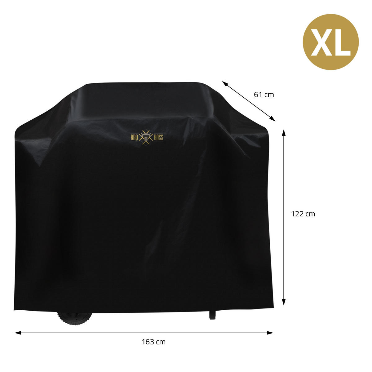 GRILLABDECKUNG - Schwarz, Metall (61/122/163cm) - BBQ Boss