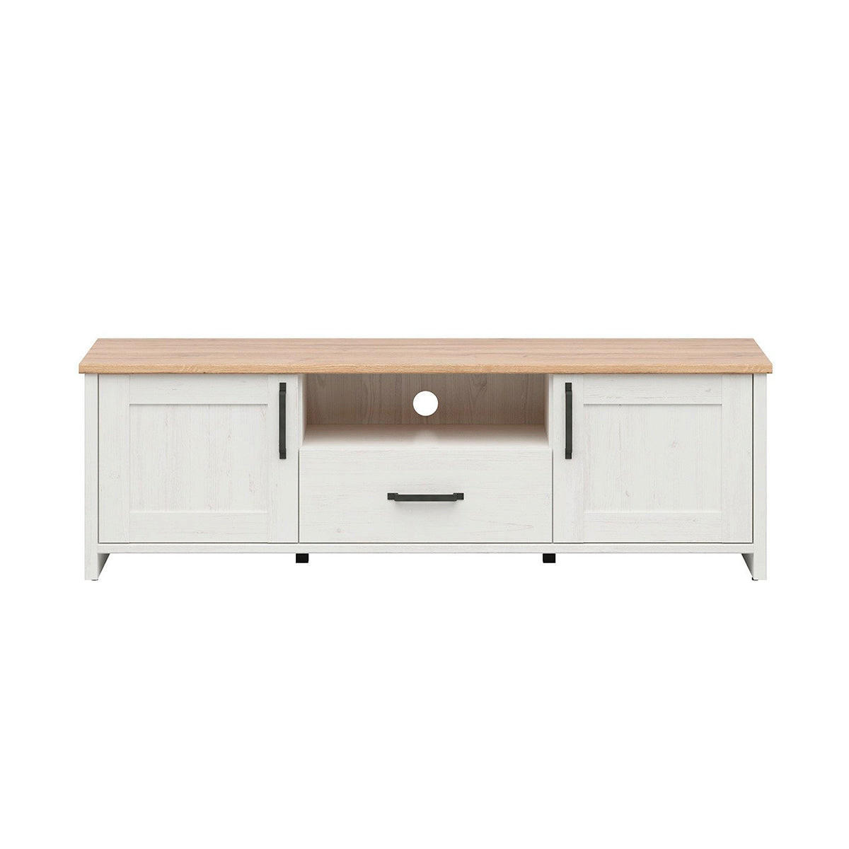 TV-MÖBEL Aksel Weiß und Holz - Weiß, Holzwerkstoff (160/51/44cm) - Petits-meubles