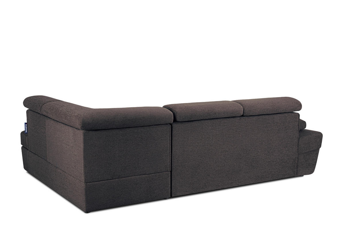 SCHLAFECKSOFA RATLO rechts 4/5-Sitzer mit Bettkasten in Lederoptik, grau - Silberfarben/Schwarz, Textil (270/190cm) - KONSIMO®