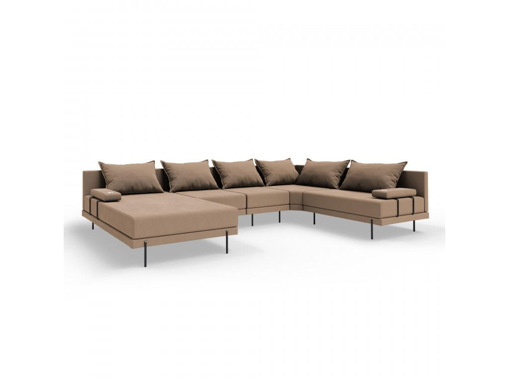 GARTENSOFA BAHAMA XL Rechts - Wetterfeste Balkonmöbel & Terrassenmöbel Außen - Moderne Lounge Möbel für Garten - Balkon & Terrasse - Beige - Beige, Kunststoff (370/75/222cm) - Trada