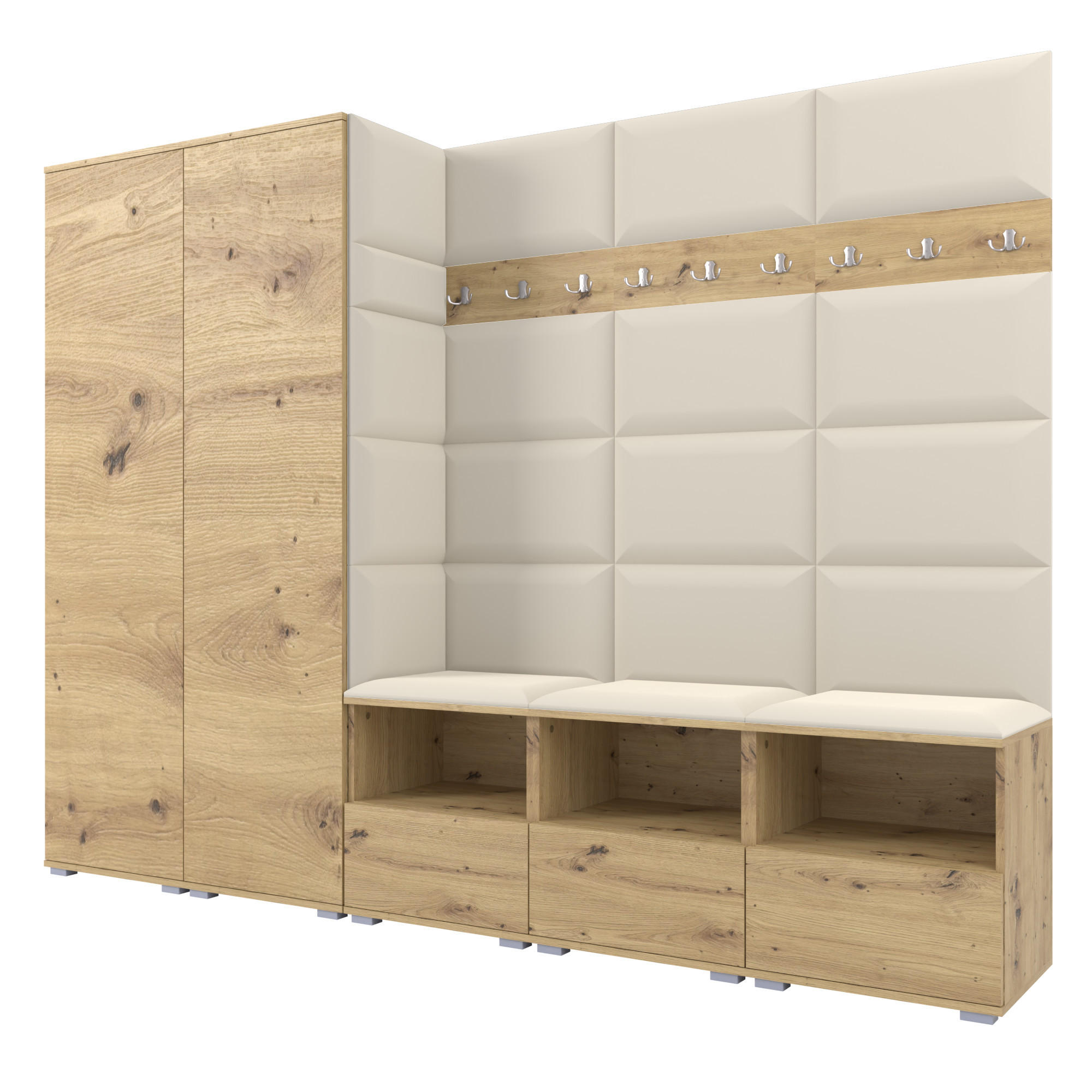 Ravio Garderobe Eiche Artisan, Creme 250x187x40 cm