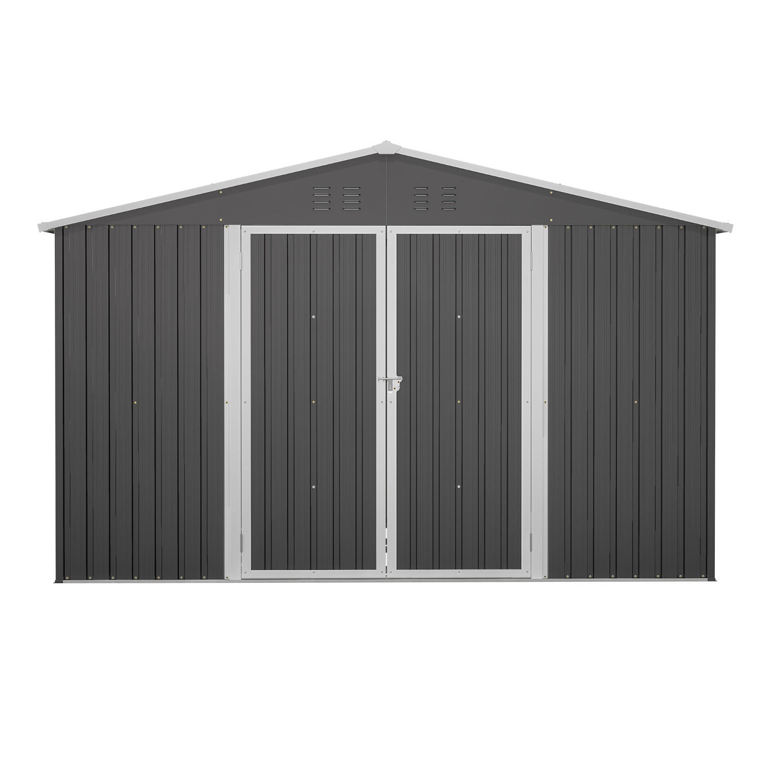 GERÄTEHAUS 300/252/191 cm Schwarz mit Satteldach und Fundament - Grau, Metall (252/191/300cm) - Oxeza