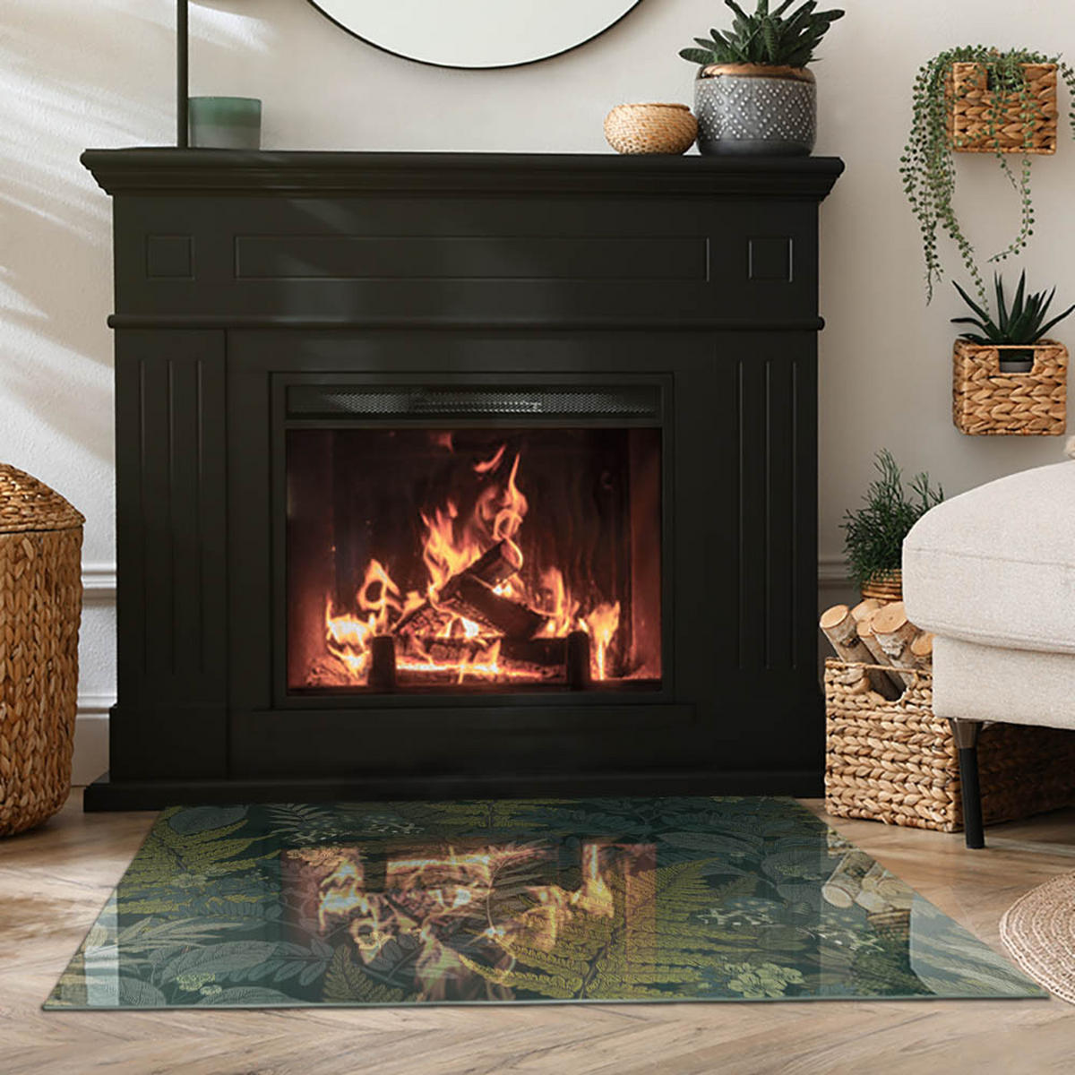 GLASPLATTE für Kamin 100x70 cm - Grün, Glas (100/70/0.4cm) - TULUP