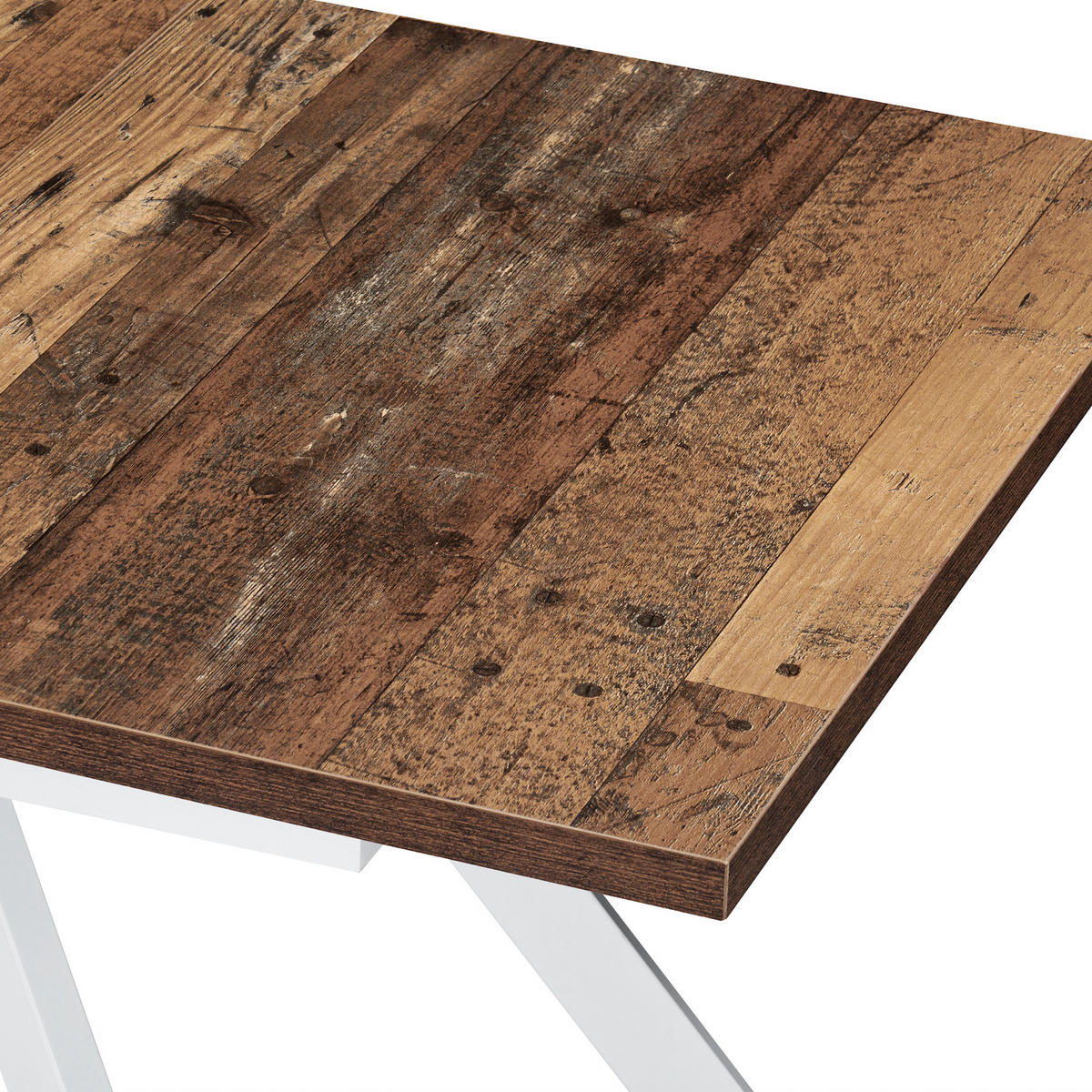 ESSTISCH SVEN 120-160/80/76 cm Texas-Eiche - Weiß/Braun, Holzwerkstoff/Metall (80/120/76cm) - B&D Home