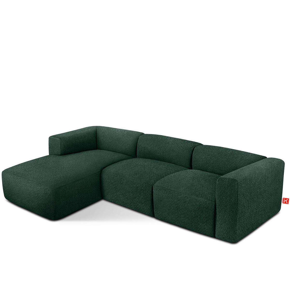 ECKSOFA LINKS BUFFO, Dunkelgrün - Dunkelgrün, Holz/Holzwerkstoff (285/176cm) - KONSIMO®