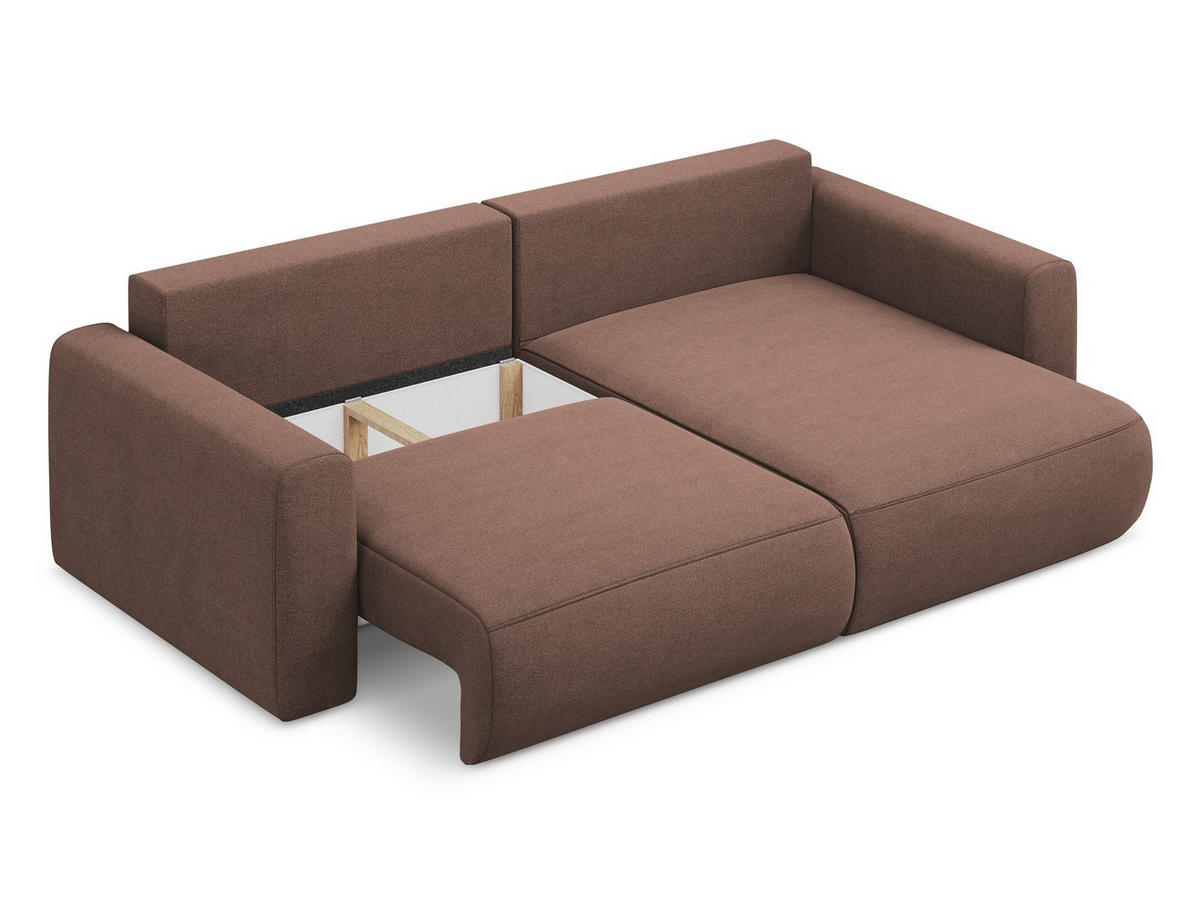 ECKSOFA mit Schlaffunktion Strukturstoff Stoff Pink - Pink/Hellrosa, Kunststoff/Textil (240/149cm) - Makamii