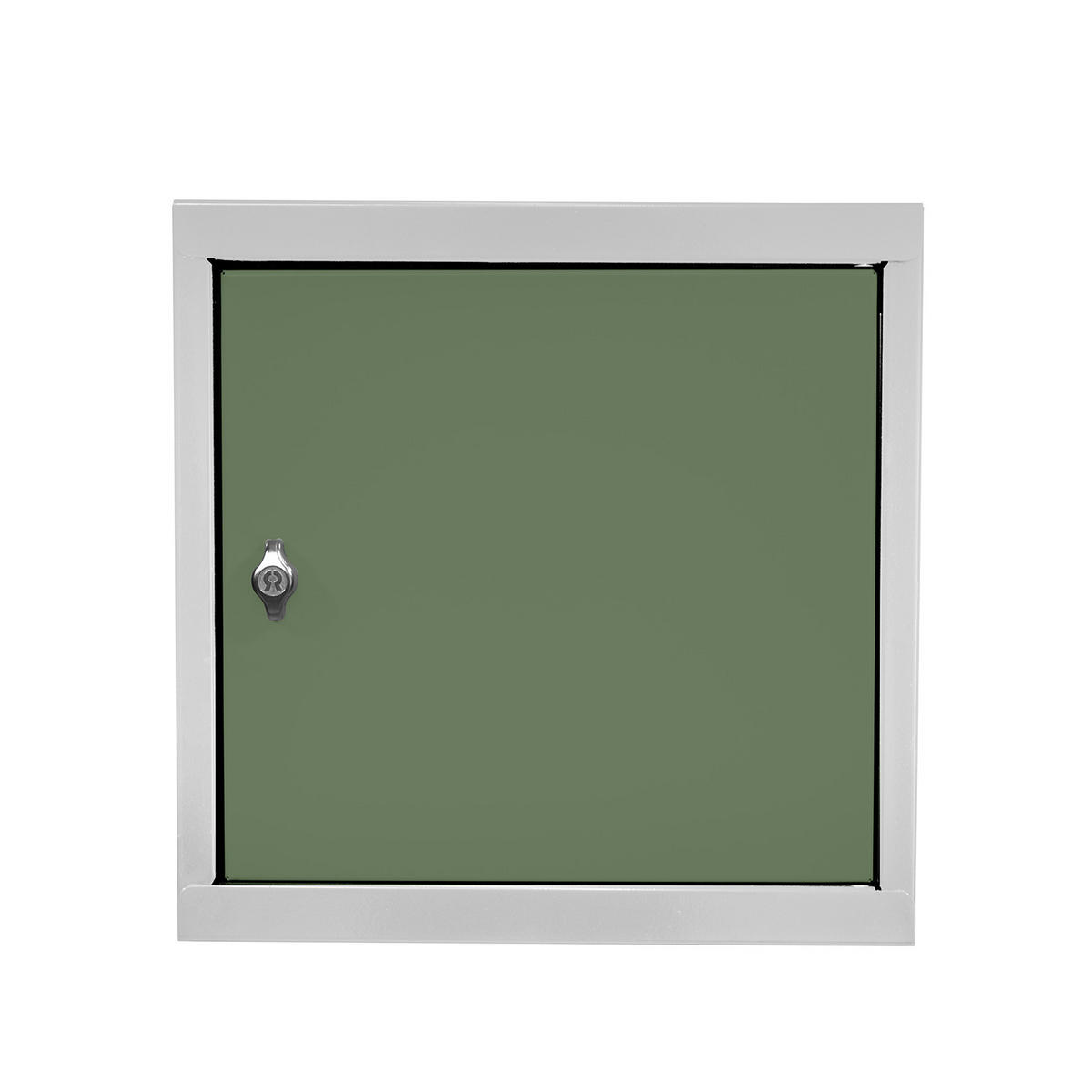 SCHLIESSFACHWÜRFEL Blocky mit Drehriegelschloss für Vorhängeschloss 40x40x40cm Lichtgrau/Grün - Grau/Grün, Metall (40/40/40cm) - PROREGAL