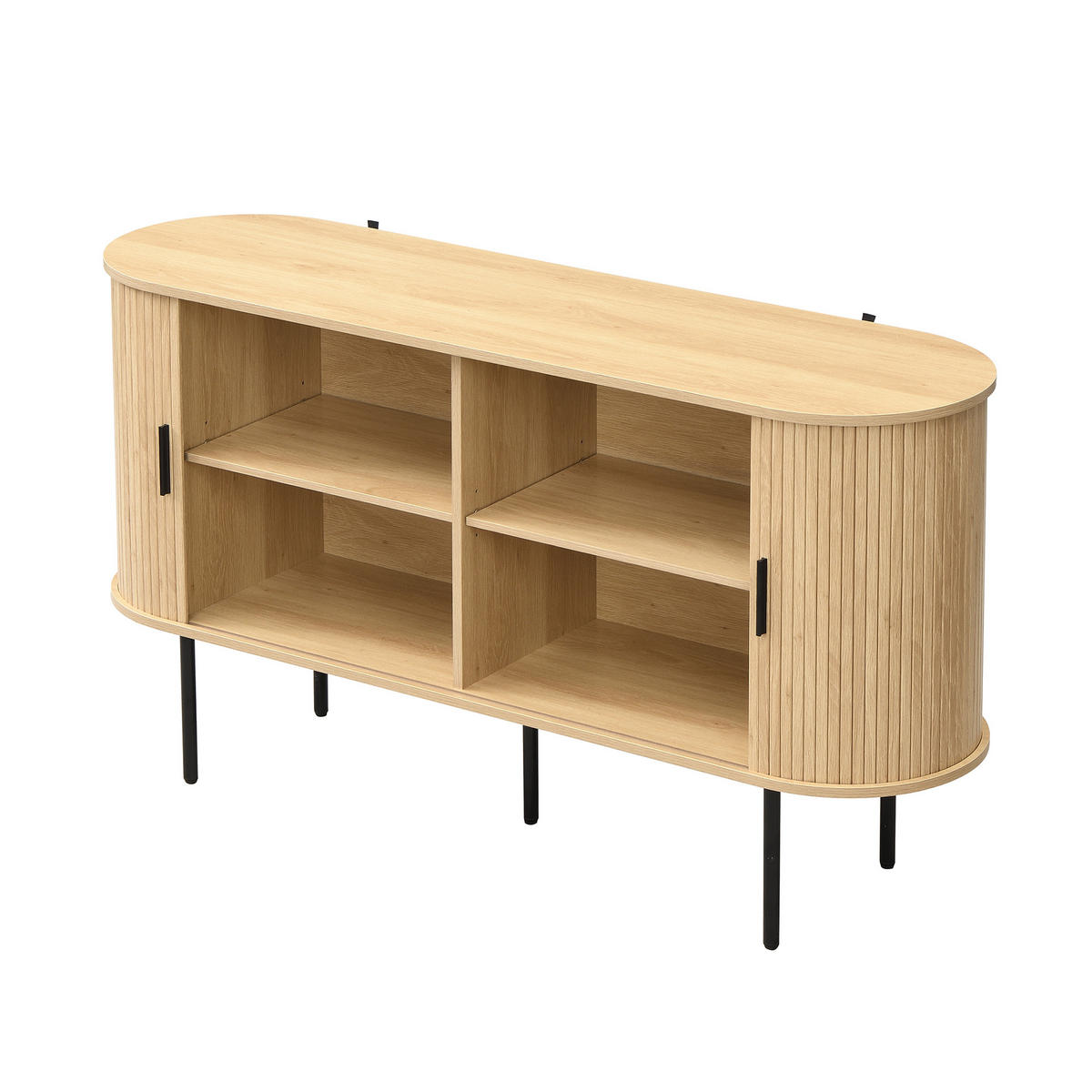 SIDEBOARD Rolltüren Metallbeine - Naturfarben, Holz (140/78/40cm) - Fortuna Lai